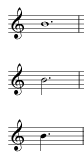 Note intere nelle battute con ritmo ternario (3/2, 3/4, 3/8)